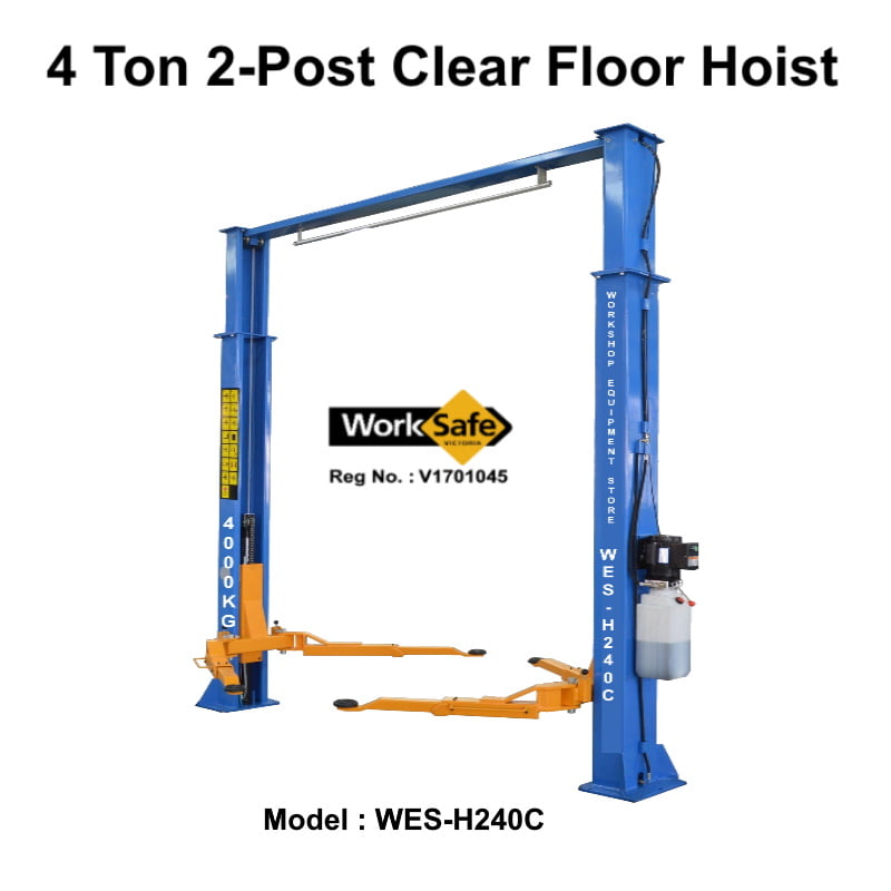 2 Post 4 Ton Clear Floor Hoist Model Wes H240c Workshop